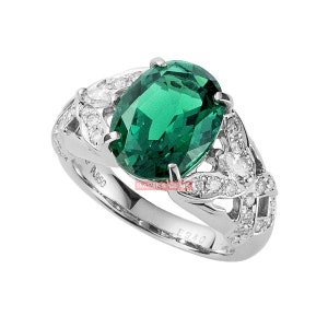 Lab Emerald & Tourmaline Ring, 14k Gold Platted Ring For Women&#39;s Jewelry, 925 Sterling Silver Ring, Wedding Engagement Ring, Gift For Her