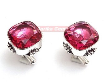 Natürlicher Rubin Manschettenknopf für Männer Massiv 925 Sterling Silber Manschettenknöpfe, Hochzeit, Verlobung Manschettenknopf, Manschettenknöpfe Roter Rubin Gemsdton Manschettenknöpfe