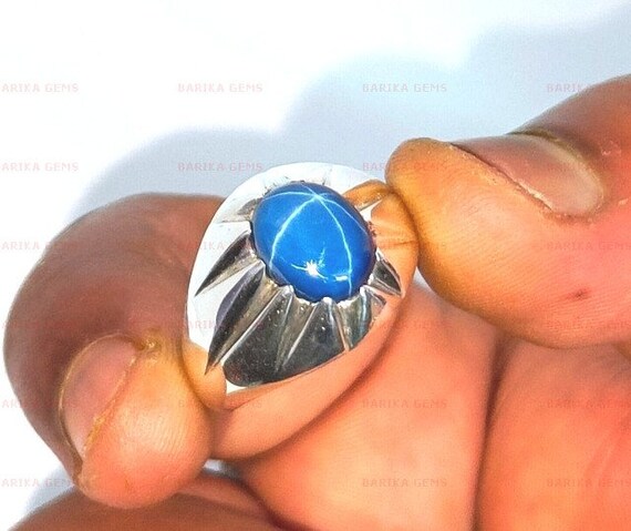 Black Star Sapphire Ring For Men - 7x9mm Oval Cut Gemstone In 925 Sterling Silver, Sizes 4-16