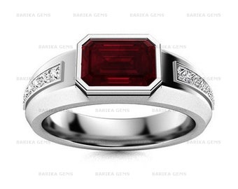 Anello Coffin In Granato Naturale 925 Argento Sterling – Gioiello Guaritore, Matrimonio, Gennaio, Regalo Di Fidanzamento Per Lui E Lei (Misura USA 10) - copertina