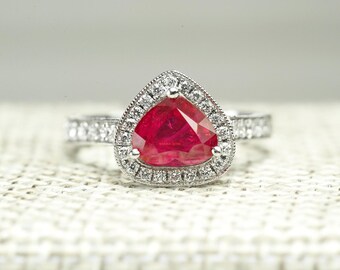 Luxury Ruby Engagement Ring, 925 Sterling Silver Everyday Ring, Women Style Ring, Red Ruby Gemstone Ring, Anniversary Birthday Gift For Her