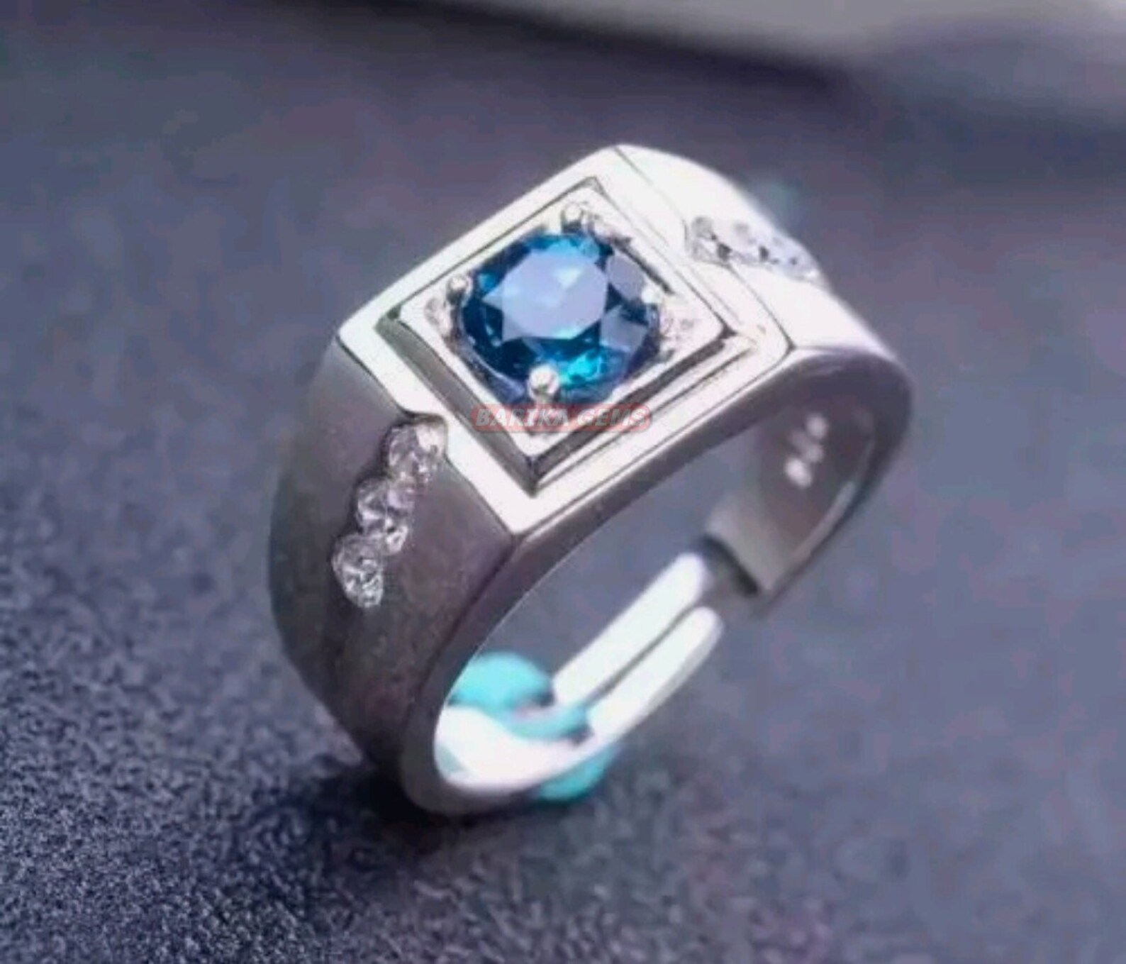 Swiss Blue Topaz Ring for Mens Solid 925 Sterling Silverring Etsy