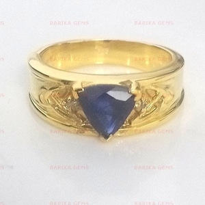 Lab-Created Sapphire Ring for Men, 14k Gold Plated Silver Ring, September Birthstone Ring, Wedding Anniversary Gift For Men&#39;s Jewelry Ring
