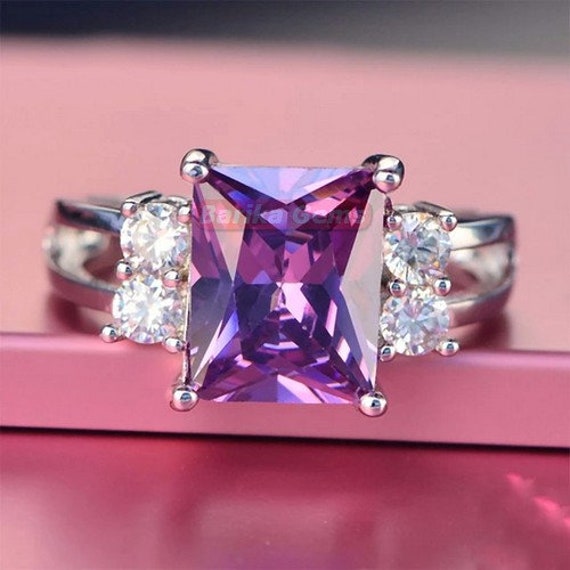 Natürlicher Amethyst Ring 925 Sterling Silber Ring, Ehering