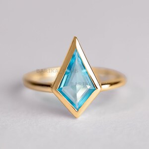 Blue Topaz Ring 14k Gold Plated Silver Ring Wedding Engagement Ring Blue Topaz Lab-Gemstone Ring Anniversary Birthday Gift For Her Mum Wife