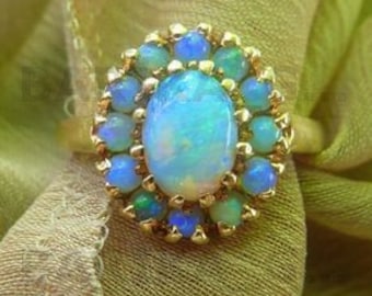 Ethiopische vuuropaalring voor vrouwen 14k vergulde zilveren ring handgemaakte sieraden verlovingsring natuurlijke opaal ring jubileumcadeau