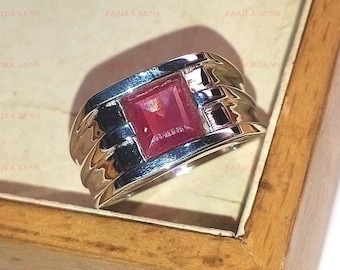 Natural Ruby Ring for Men's, 925 Sterling Silver Ring, Handmade Gemstone Ring, July Birthstone Ring, Anniversary Personalized Gift for Men