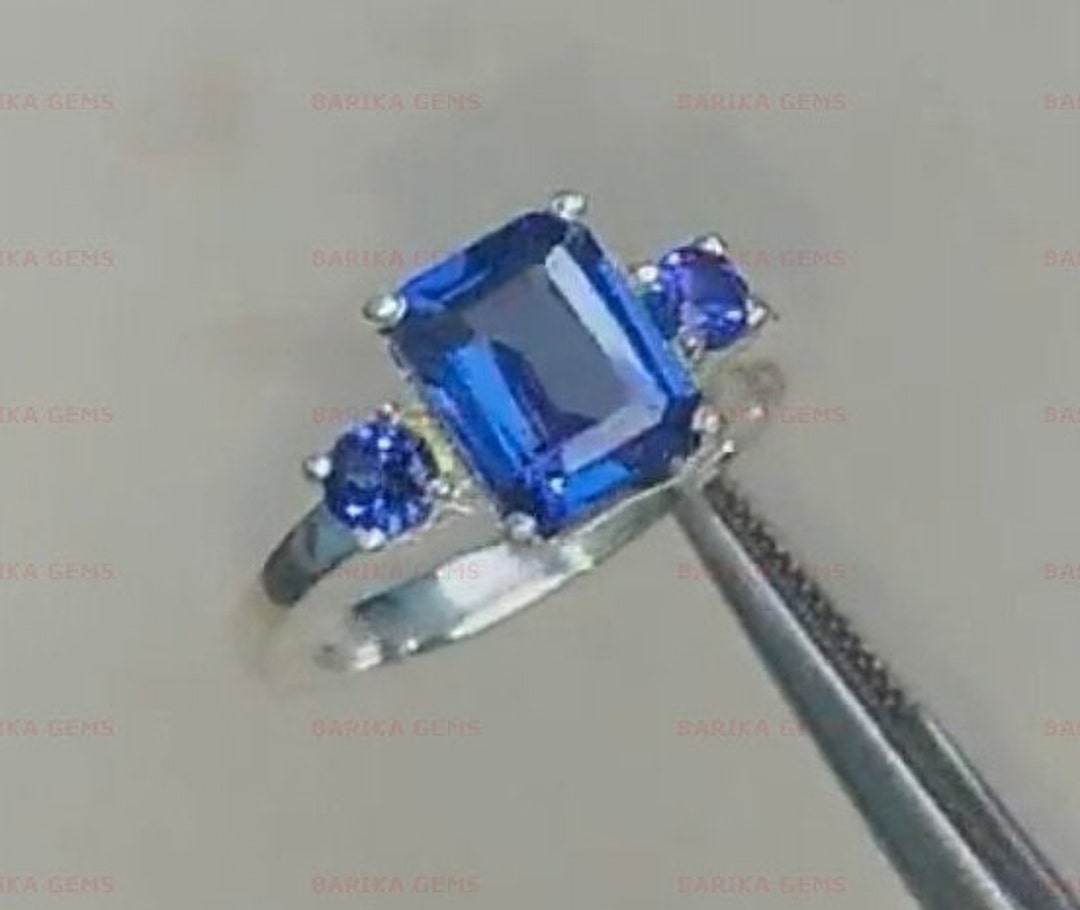 Anello Con Topazio Blu Naturale Di Londra In Argento 925 Con