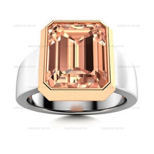 Vintage Morganite Men&#39;s Ring, January Birthstone Ring, Pink Morganite Ring, Luxury Christmas Gift, Wedding Ring, Anniversary Gift For Men