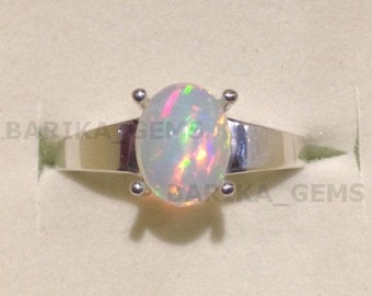 Luxury Fire Opal Engagement Ring, 925 Sterling Silver Ring, Opal Lab-Gemstoner Ring for Women Anniversary Christmas Gift For Her Jewelry