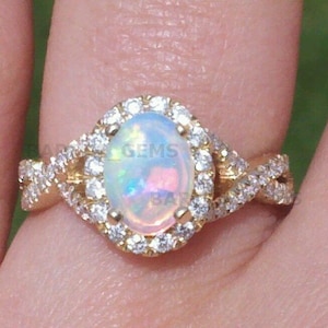 Opal Silver Ring Gemstone Ring White Opal Ring October Birthstone Opal 14k Gold Platted Silver Ring Black Opal Jewelry Opal Wedding Ring