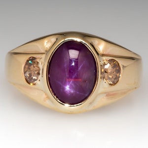 Real Ruby Star Ring For Men's 14k Gold Plated Silver Ring Natural Star Ruby Gemstone Ring Wedding Engagement Ring Gift For Him Jewelry