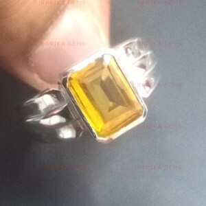 Natural Citrine Ring, Engagement Ring, For Women Ring, Octagon Cut Ring, Yellow Citrine 925 Sterling Silver Ring, Anniversary Gift For Her