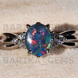 Bague de fiançailles opale noire 925 bague opale en argent rhodié noir pour femme bague de mariée vintage bague de promesse de mariage pour son cadeau d&#39;anniversaire