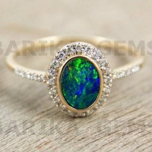 Ethiopian Black Opal Ring For Women 14k Gold Plated Silver Ring Wedding-Engagement Ring Natural Fire Opal Ring Birthday Anniversary Gift