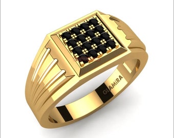 Anello da uomo in onice nero naturale, anello in argento placcato oro 14k, anello in onice di qualità AAA, anello di fidanzamento, promessa, regalo personalizzato per uomo