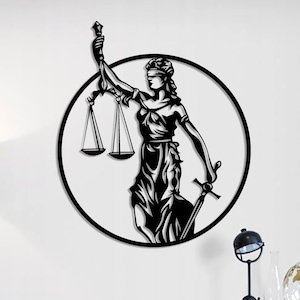 Justitiy Metall Wand Kunst: Waage von Themis, Law Office Decor, Attorney Geschenk, Rechtsbeistand Bürodeko