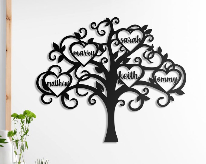 FAMILY TREE Metal Wall Art, Customize family sign, Personalized Gift Family Tree, Best Gift for family, Living Room Decorations, Family name