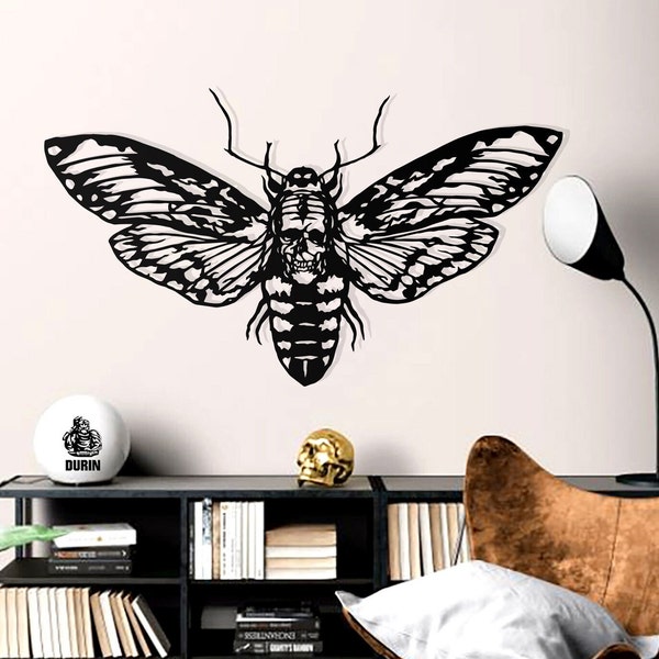 DEATH'S HEAD MOTH Metal Wall Art, Gothic Metal Wall Art Decoration, Gothic Death's Head Moth Metal Wall Hanging