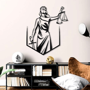 Decoración de oficina de metal THEMIS LADY JUSTICE, tapices de pared para bufetes de abogados, regalo para abogados, balanza de la justicia Justitia Themis, juez, regalo para abogados