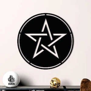 Metal Pentagram Wall Hanging: Gothic Wiccan Pagan Decor