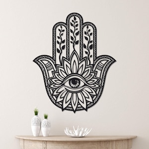 Hamsa Metal Wall Decor: Evil Eye Protection, Boho Home Art