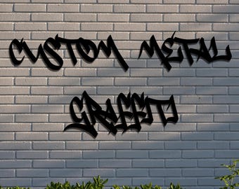 Graffiti Metallwandtext, Benutzerdefinierte Wörter, Graffiti-Stil, Street Art-Stil, personalisiertes Metallwandschild, Urban Street Style Wandtext, Hiphop