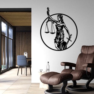 Lady Justice Metal Wall Art, Law office Gift, Scale of Justice, Themis Justitia Metal Wall Art, Lawyer Gift, Attorney Gift