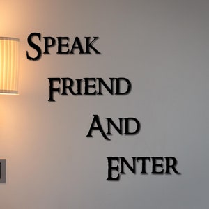 Frases de pared de metal personalizadas, palabras personalizadas, citas y "Habla con un amigo y entra", escritura de nombre personalizada