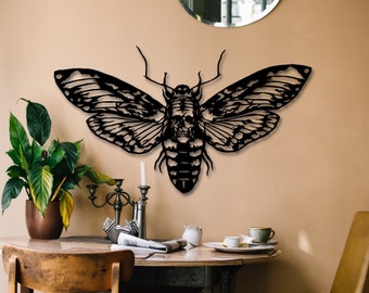 DEATH'S HEAD MOTH Metal Wall Art, Gothic Metal Wall Art Decoration, Death Head Moth Gothic Living Room Decoration, Gothic Theme Hanging