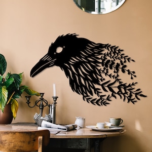 Crow Metal Wall Decor, Gothic Crow Wall Art, Gothic Metal Wall Hanging, Gothic Raven Metal Decoration, Wall Art, Gothic Metal Sign Wall Art