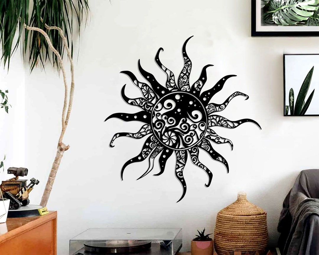 Celestial Mandala Metal Wall Art - Sun & Moon Boho Celtic Decor for ...