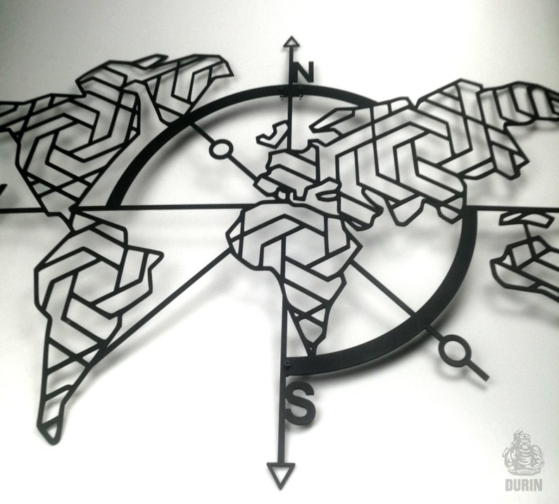XL Compass Metal World Map Metal Wall Decor Metal World Map Etsy