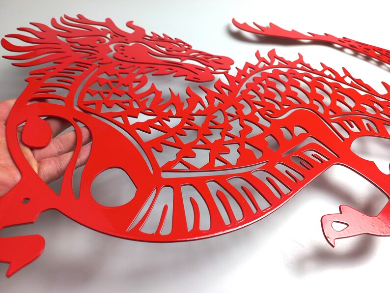 CHINESE RED DRAGON Metal Wall Art Chinese Dragon Feng Shui Etsy