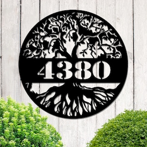 Custom Door Number, Tree of Life Metal Sign Door Number, Custom Number Tree Address Sign, Wall Hanging