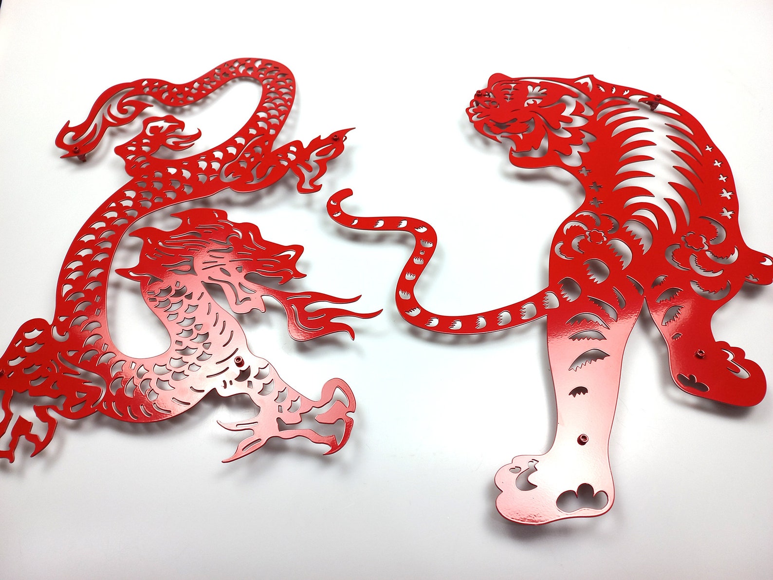 CHINESE DRAGON and TIGER Metal Wall Art Chinese Tiger Year Etsy