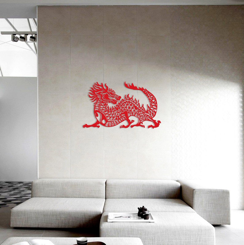 CHINESE RED DRAGON Metal Wall Art Chinese Dragon Feng Shui Etsy