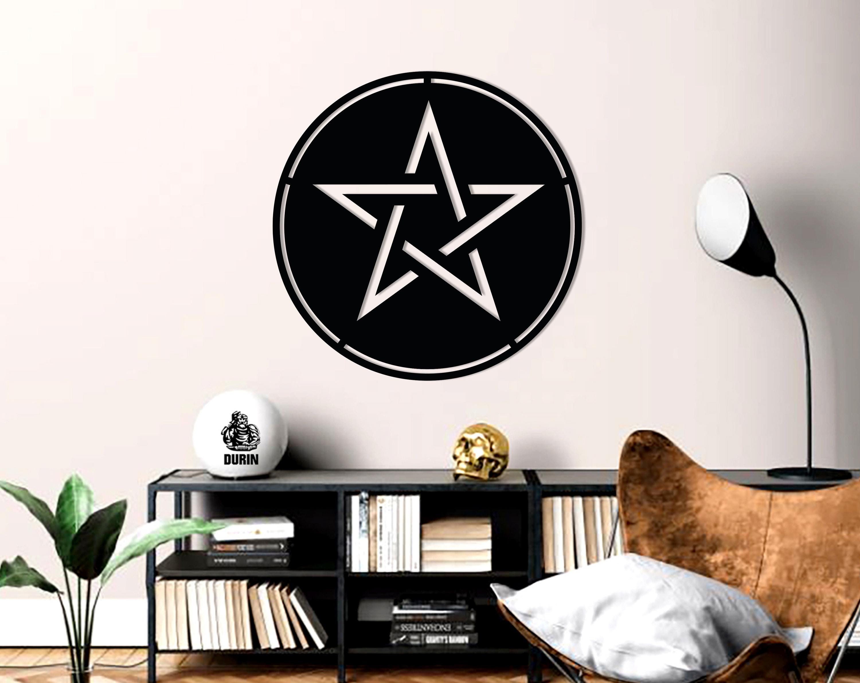 Metal Pentagram Wall Hanging - Gothic & Occult Home Decor, Handmade Spiritual Symbol for Wiccan and Pagan Interiors