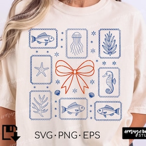 Coqueta de verano SVG, archivo de corte SVG costero para Cricut, diseño de vacaciones Svg náutico retro con lazo estético de pescador - Descarga digital