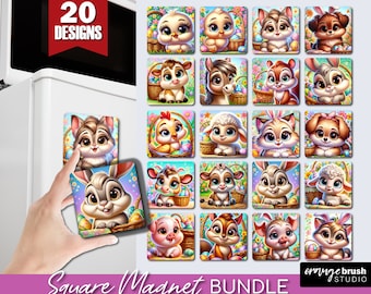 Easter Animals Magnet Sublimation Designs. Baby Animals Easter Fridge Magnet Sublimation Bundle. Farm Animals 20 PNG -  Digital Download