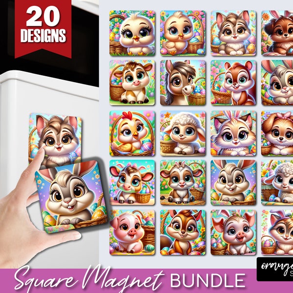 Easter Animals Magnet Sublimation Designs. Baby Animals Easter Fridge Magnet Sublimation Bundle. Farm Animals 20 PNG -  Digital Download