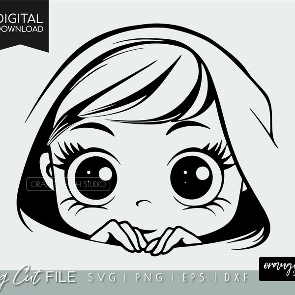 Peek a Boo Girl SVG Cut File For Cricut. Peeking SVG Baby Girl, Peek a Boo SVG Little Girl Svg Png Dxf | Commercial Use | Digital Download