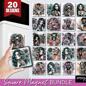 Daily Affirmations Magnet Sublimation Bundle. Inspirational Quote Fridge Square Magnet PNG Bundle for Kitchen Crafts - Digital Download