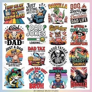 Funny Dad PNG Bundle, Father's Day Sublimation Sarcastic Designs For Men, Cool Dad Jokes Skeleton Daddy Saurus 20 PNG - Digital Download