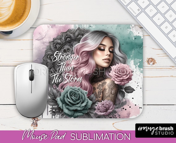 Daily Affirmations Mouse Pad Sublimation PNG, Self Love Flower Mouse Pad. Inspirational Quote Mouse Mat Design for Crafts - Digital Download
