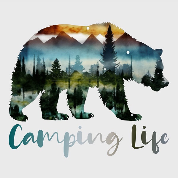 Camping Bear Sublimation Design, Camping Life PNG, Camp Life Png, Summer Camp Quote, Camping Shirt Design PNG - Digital Download