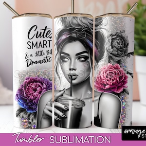 Sassy Girl Tumbler Wrap PNG, Citazioni sarcastiche Skinny Tumbler Sublimation Design, Glitter 20Oz Coffee Tumbler for Crafts - Digital Download
