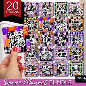 Sarcastic Halloween Magnet Sublimation Bundle. Funny Quotes Fridge Magnet Designs, Adult Humor Magnet PNG Bundle - Digital Download