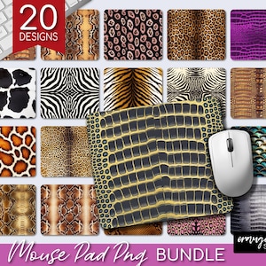 Animal Skin Mouse Pad PNG Bundle, Animal Print Mouse Pad Sublimation for Crafts, Animal Fur Texture Mousepad Designs - Digital Download