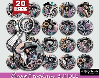 Western Keychain PNG Bundle - Cowgirl Keychain Sublimation Bundle. Inspirational Quotes, 20 Sunflower Key Chains - Digital Download